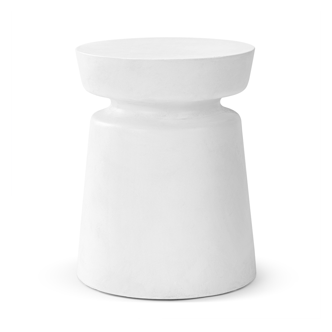 Emi Modern Round Bone White Concrete Side Table Stool