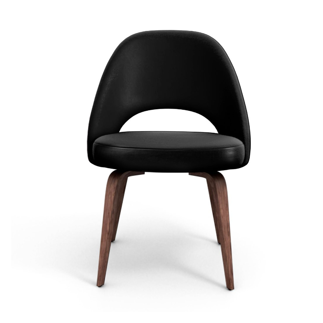 Saarinen Executive Leather Side Chair - Wood Legs - Eternity Modern