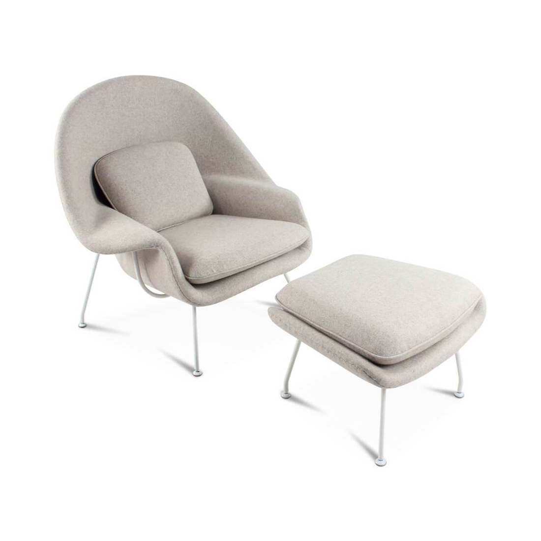 Womb Chair & Ottoman - White Powder-Coated Steel Legs - Eternity Modern