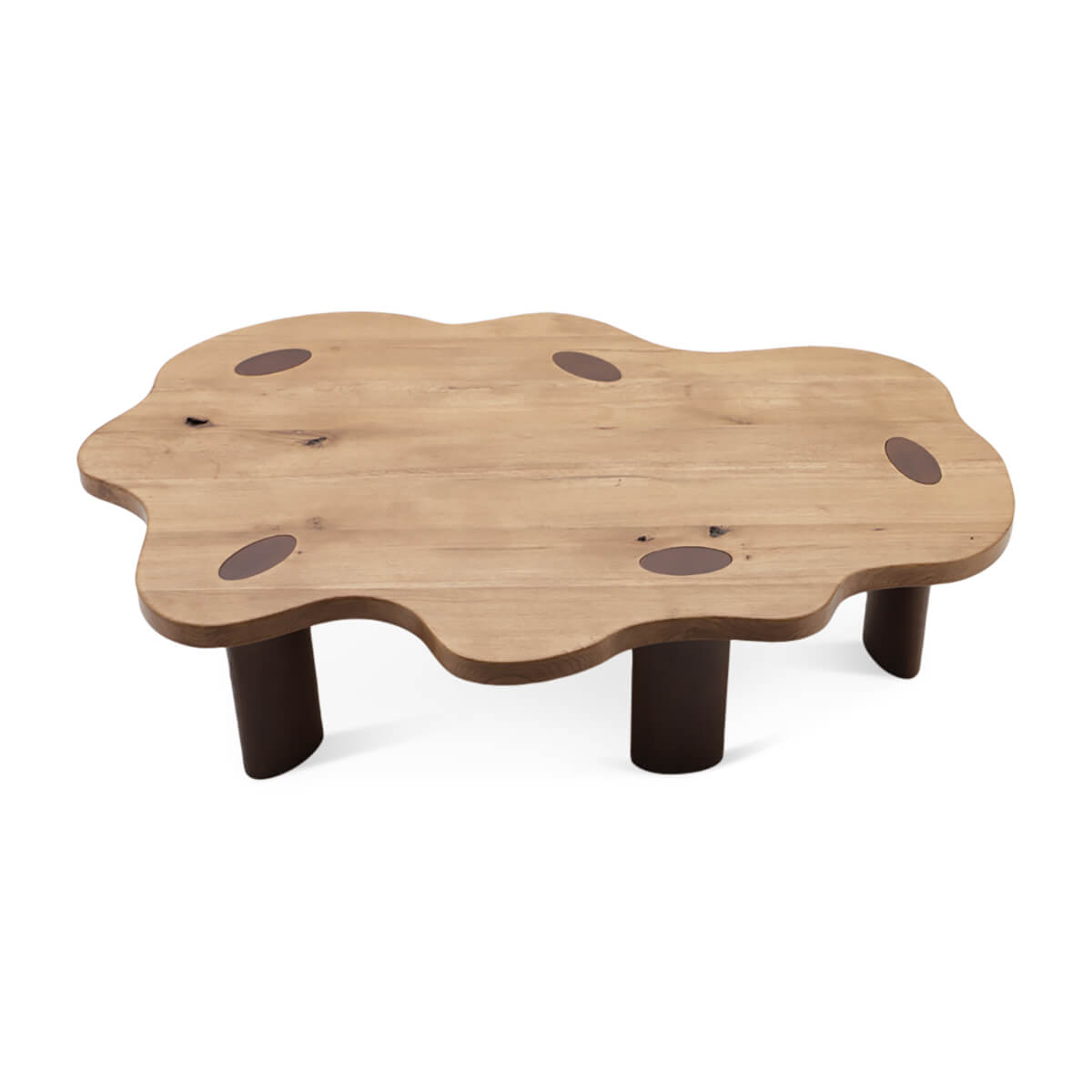 Amelie Wood Freeform Cloud Coffee Table - Large / Solid Oak with Walnut Stain