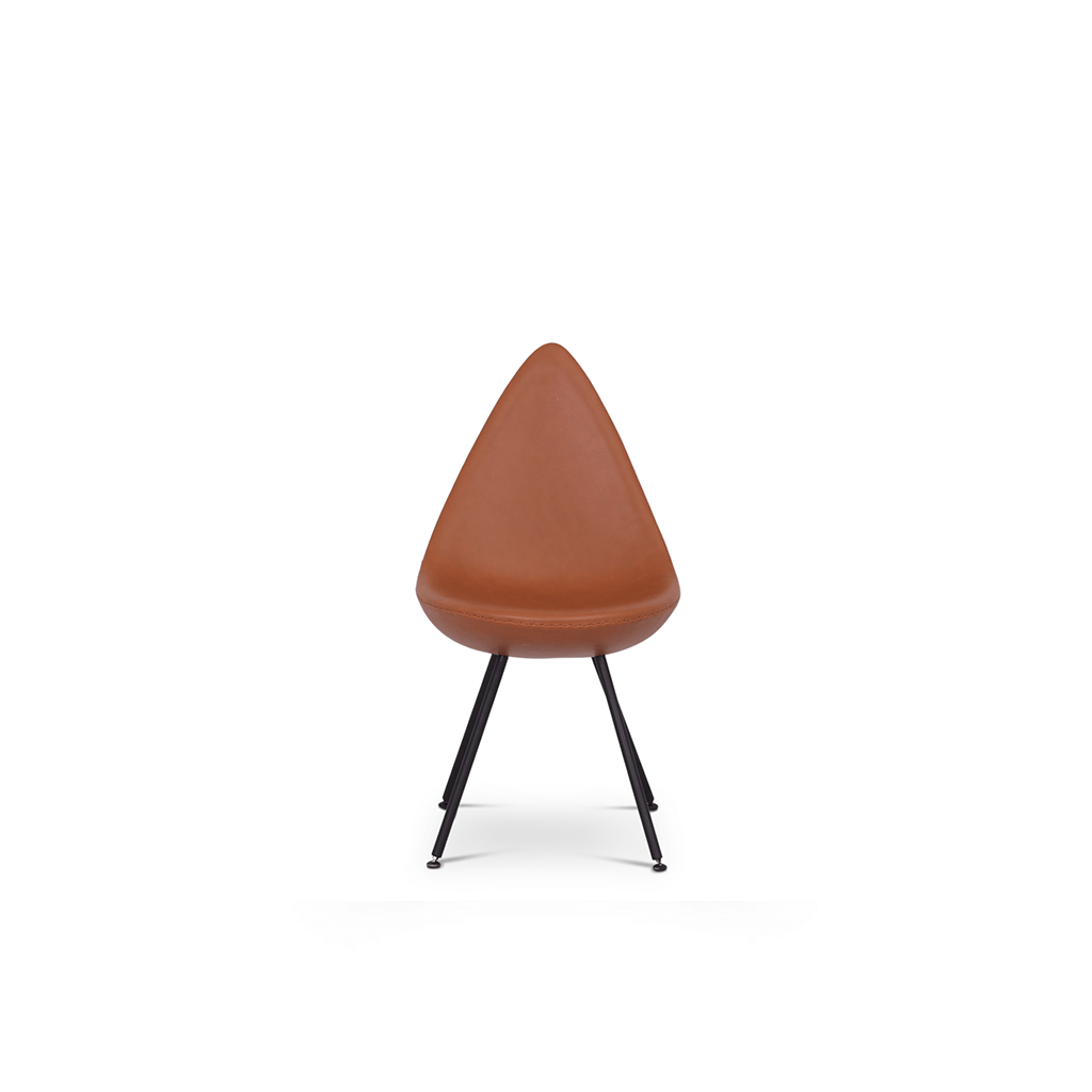 Drop Chair - Upholstered Aniline Leather-Beige / Black Powder-Coated Steel