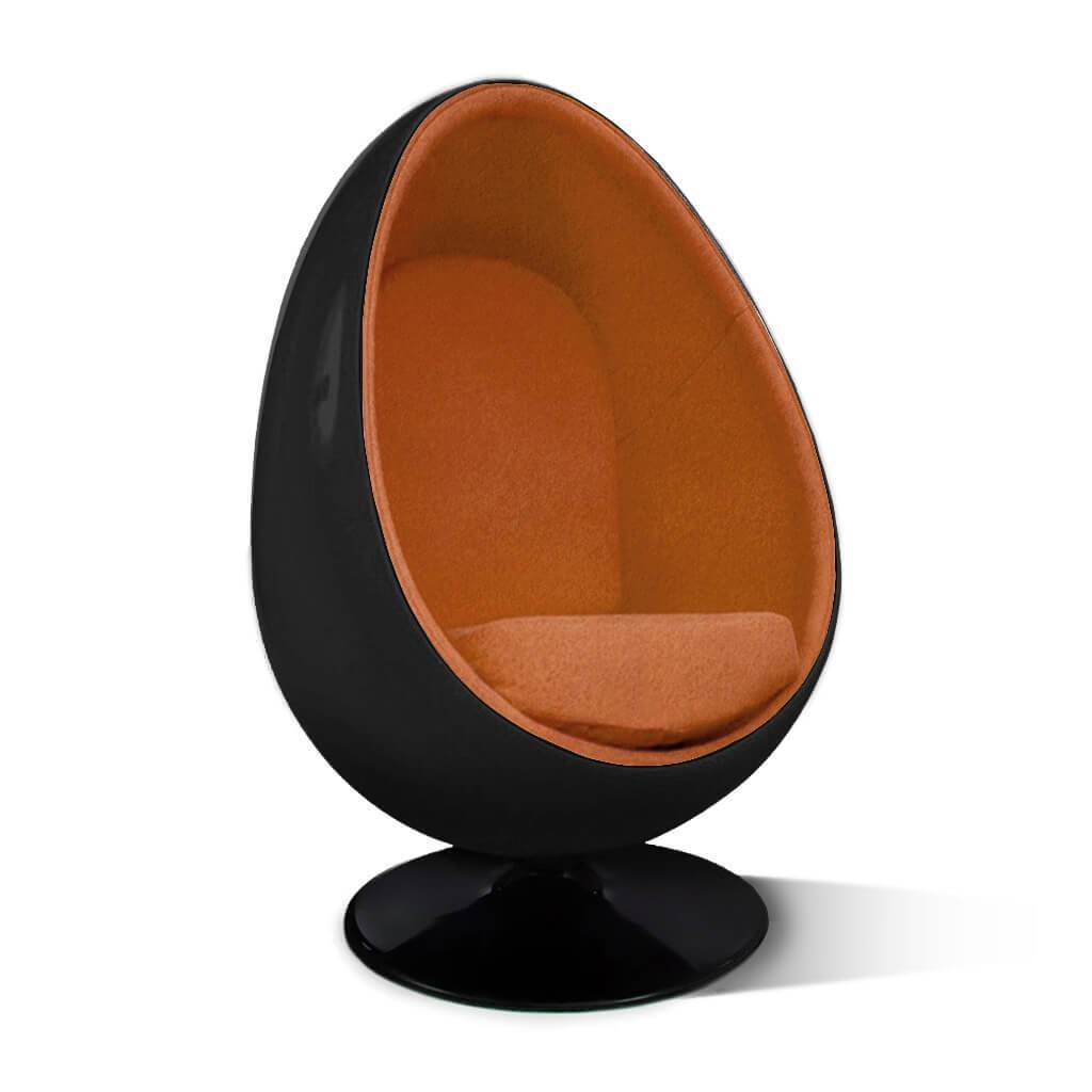 Egg Pod Chair Boucle Wool-Copper / Glossy Black