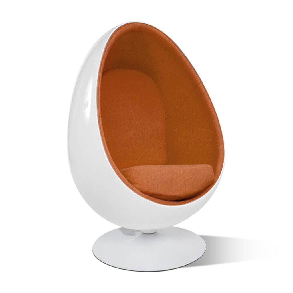 Egg Mid Century Pod Chair - Boucle Wool-Copper / Glossy White