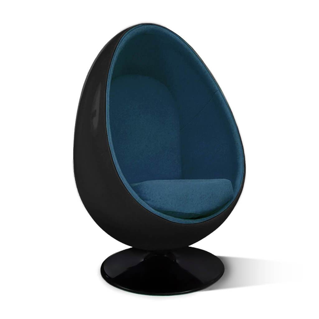 Egg Pod Chair Boucle Wool-Ocean / Glossy Black