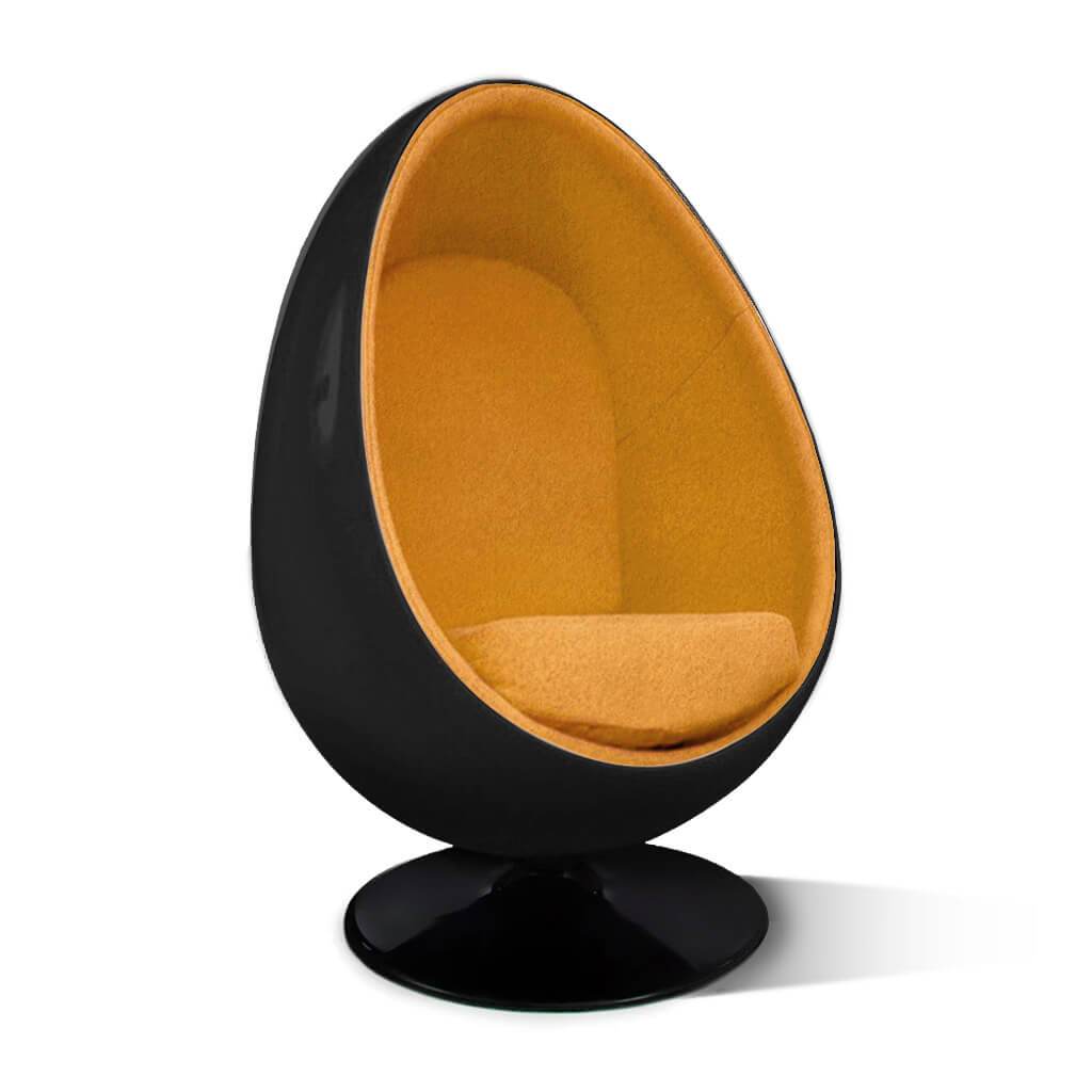 Egg Pod Chair Boucle Wool-Yellow / Glossy Black