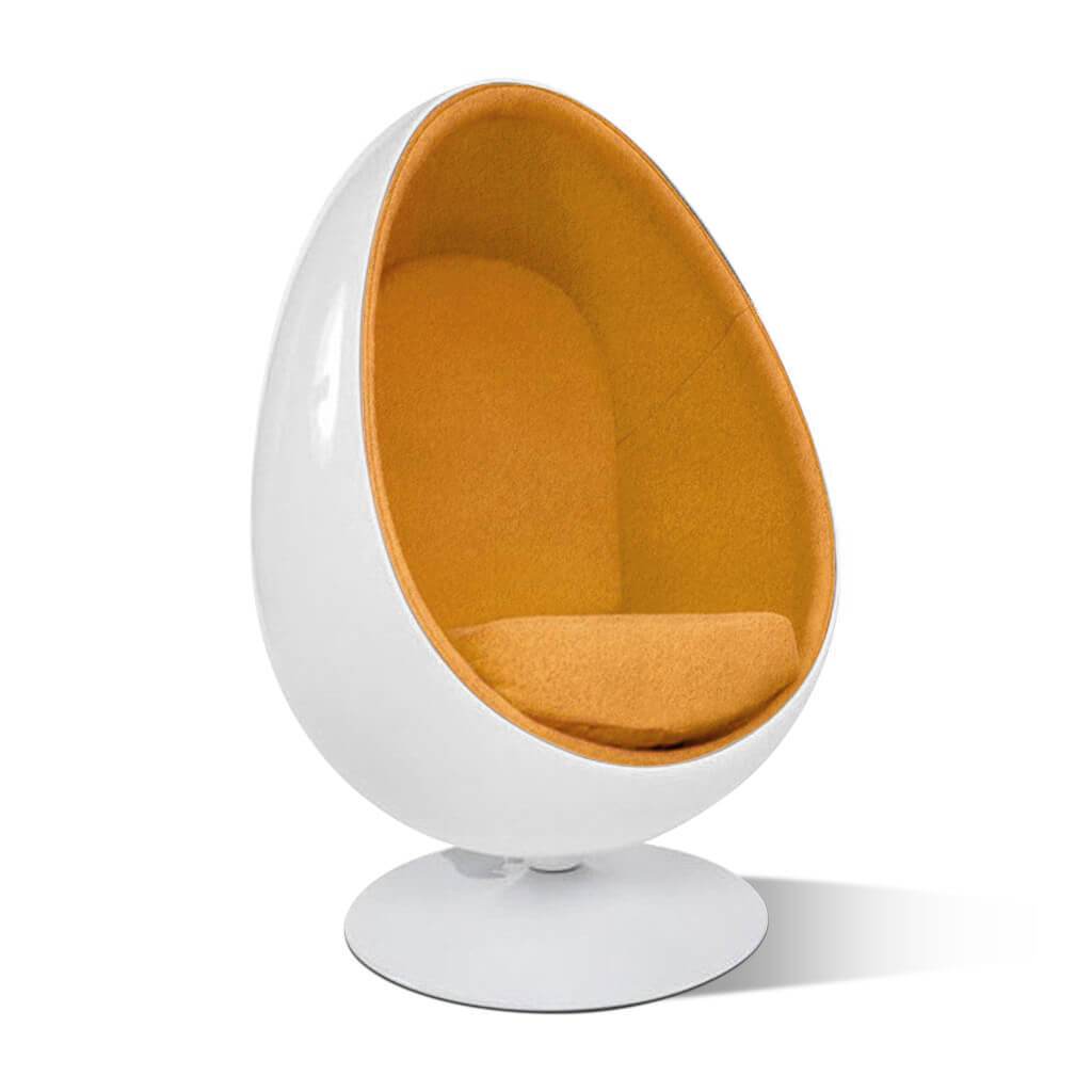Egg Pod Chair Boucle Wool-Yellow / Glossy White