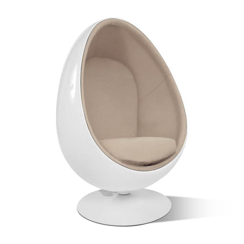 Egg Pod Chair Cashmere-Cape Sands / Glossy White