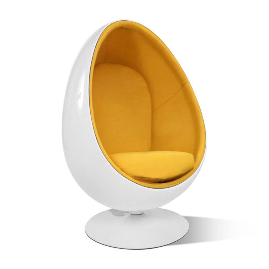 Egg Pod Chair Cashmere-Dijon Yellow / Glossy White