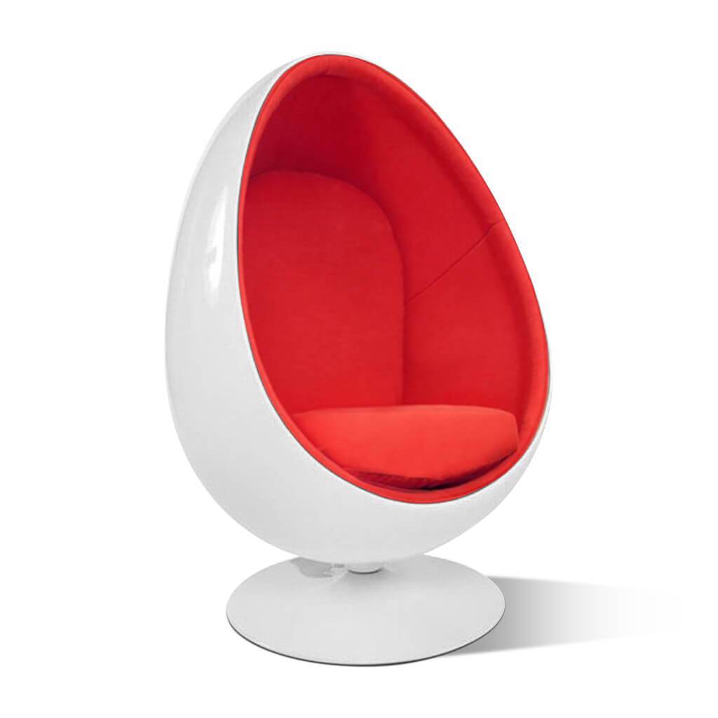 Egg Pod Chair Cashmere-Red / Glossy White