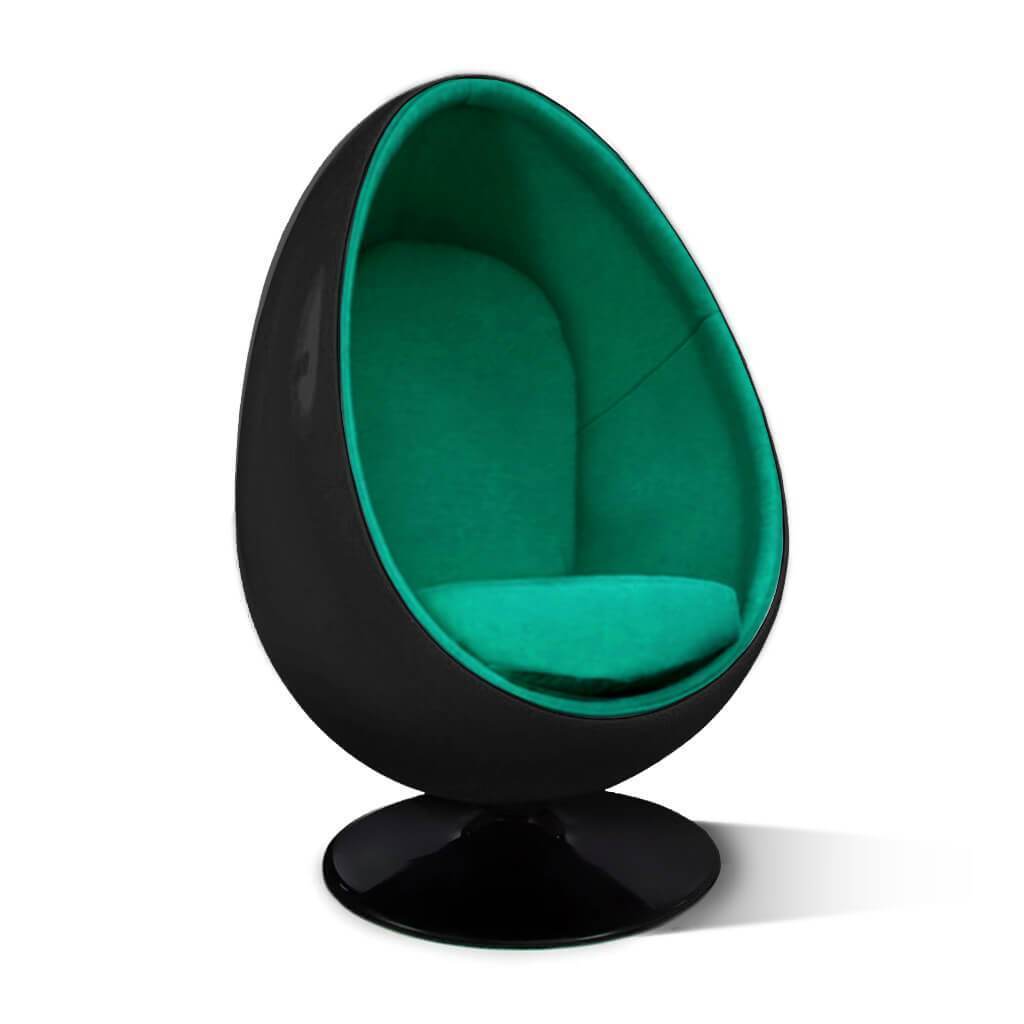 Egg Pod Chair Cashmere-Pine Green / Glossy Black