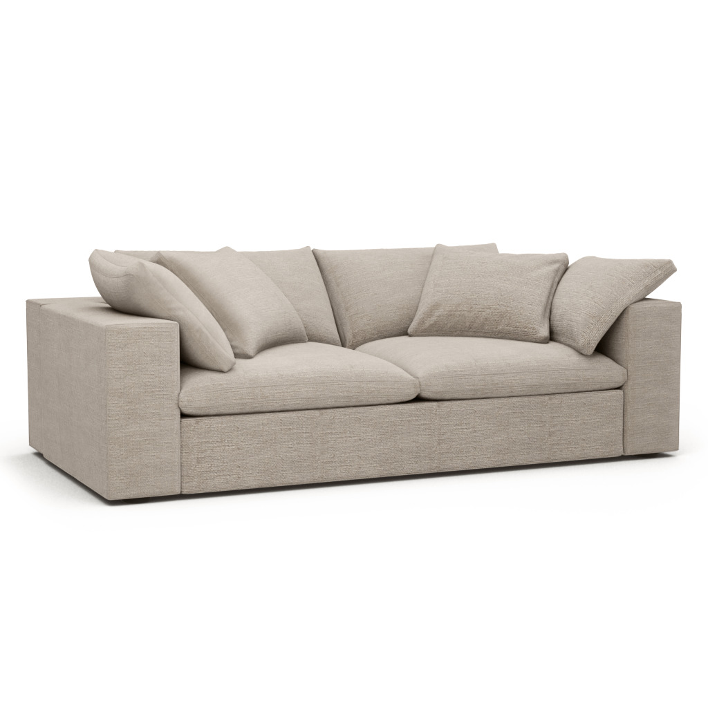 EM Sky Sofa / Two Seater Textured Linen Weave-Flax