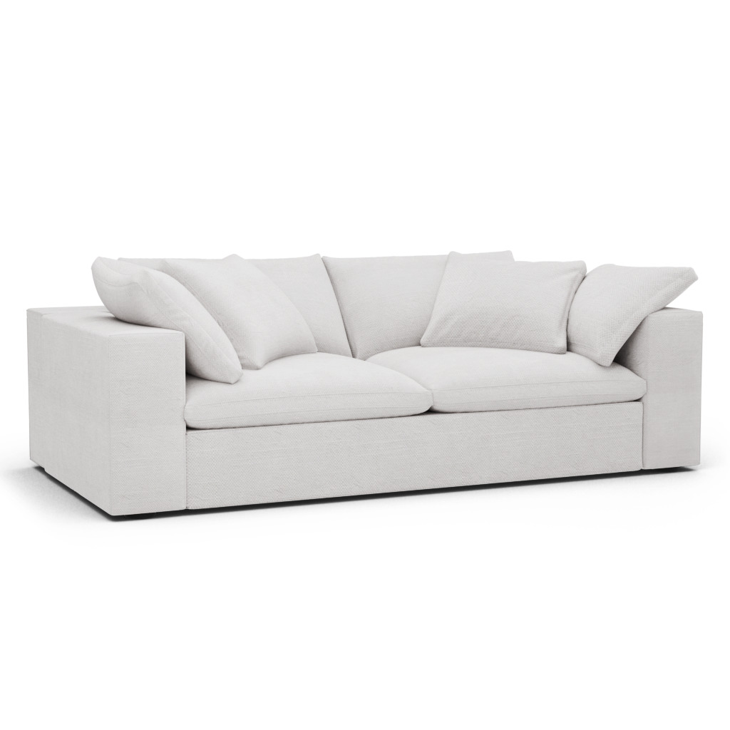 EM Sky Sofa / Two Seater Textured Linen Weave-White