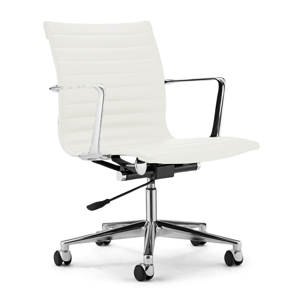 EM Office Chair Lowback - Thinpad Top Grain Forte-Snow White