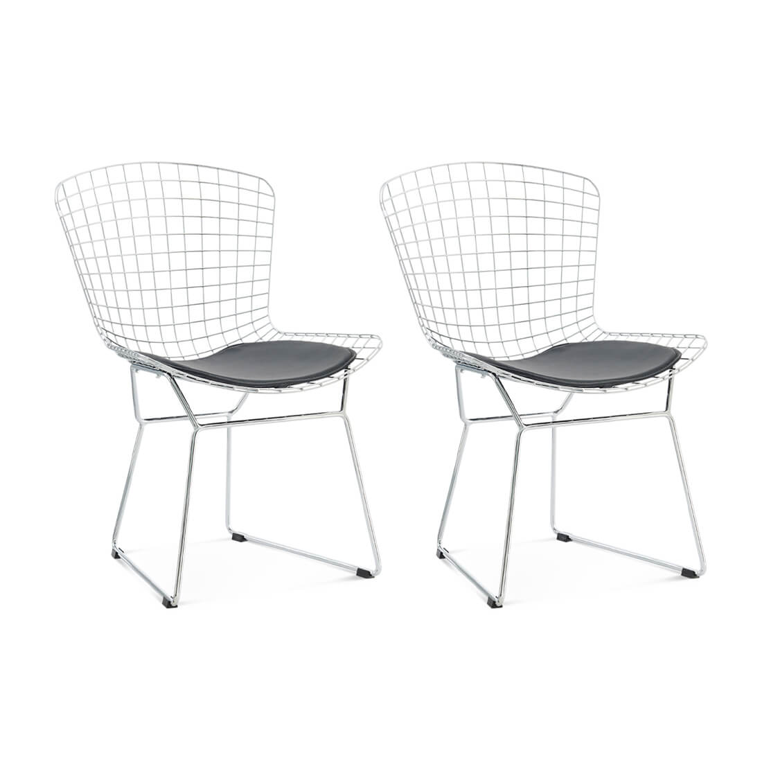 Set of Two Bertoia Side Chairs Chrome Frame