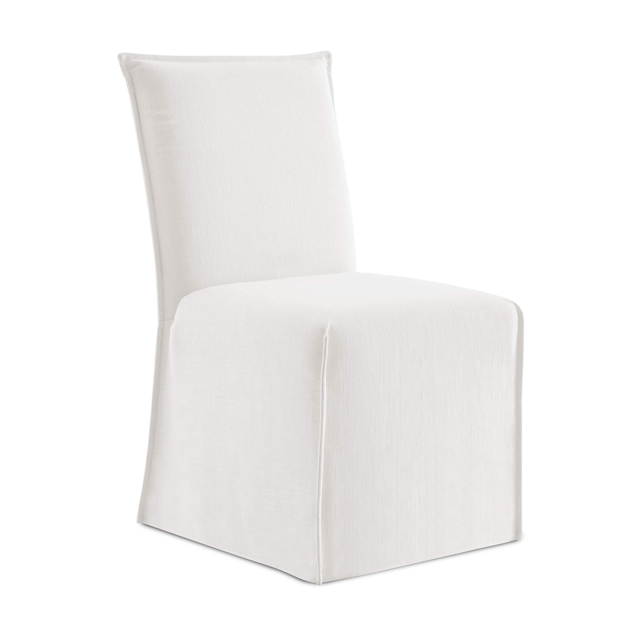 EM Wabisabi Casual Slipcovered Side Chair Textured Linen Weave-White