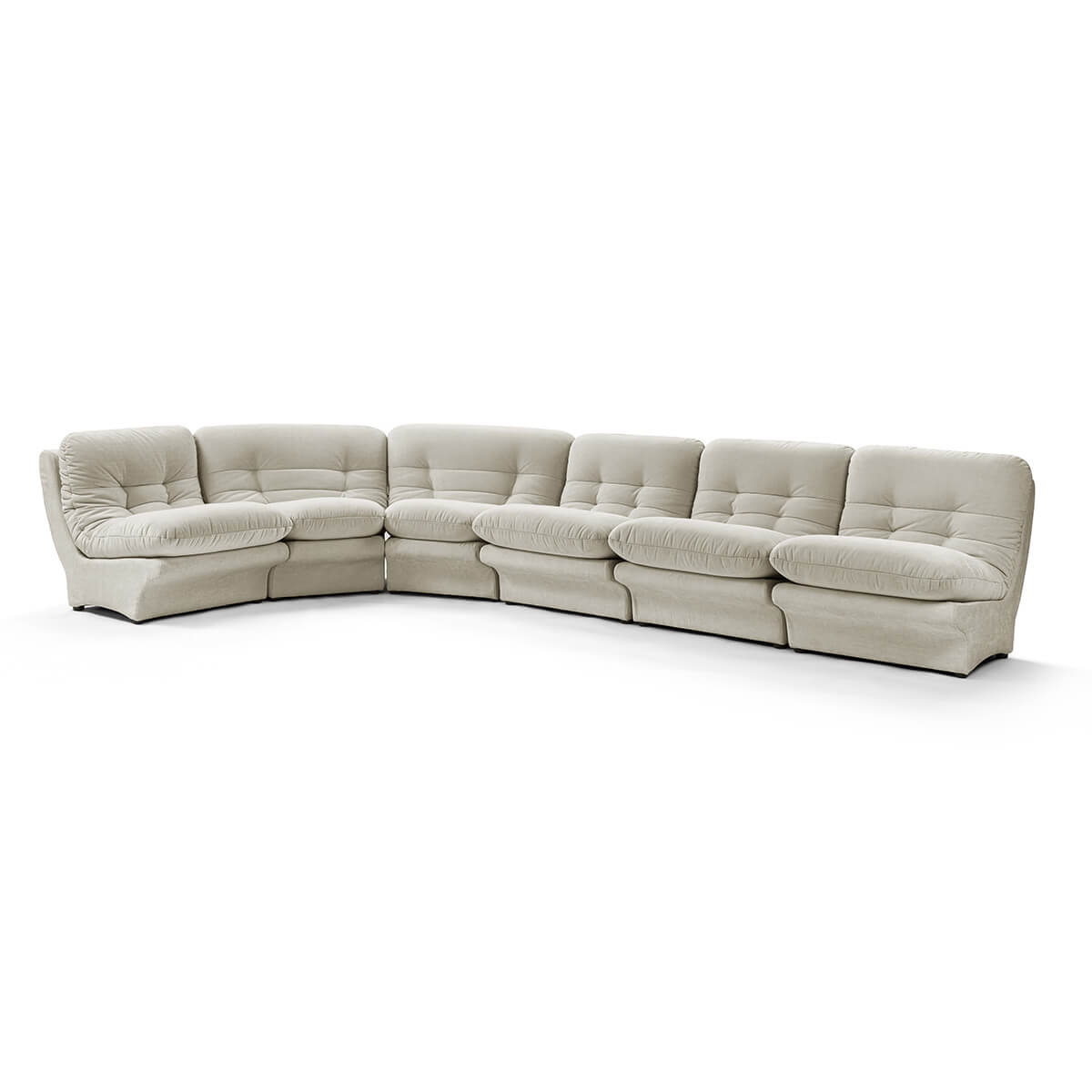 Carsons Mid Century Curved Modular Sectional Sofa / Combination 003 Chenille Helios-Feathered Beige Grey