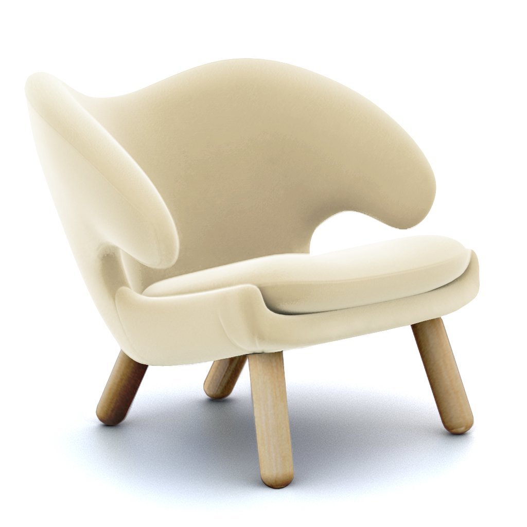 Finn Juhl Pelican Chair Velvet-Ecru Beige / Natural Ash