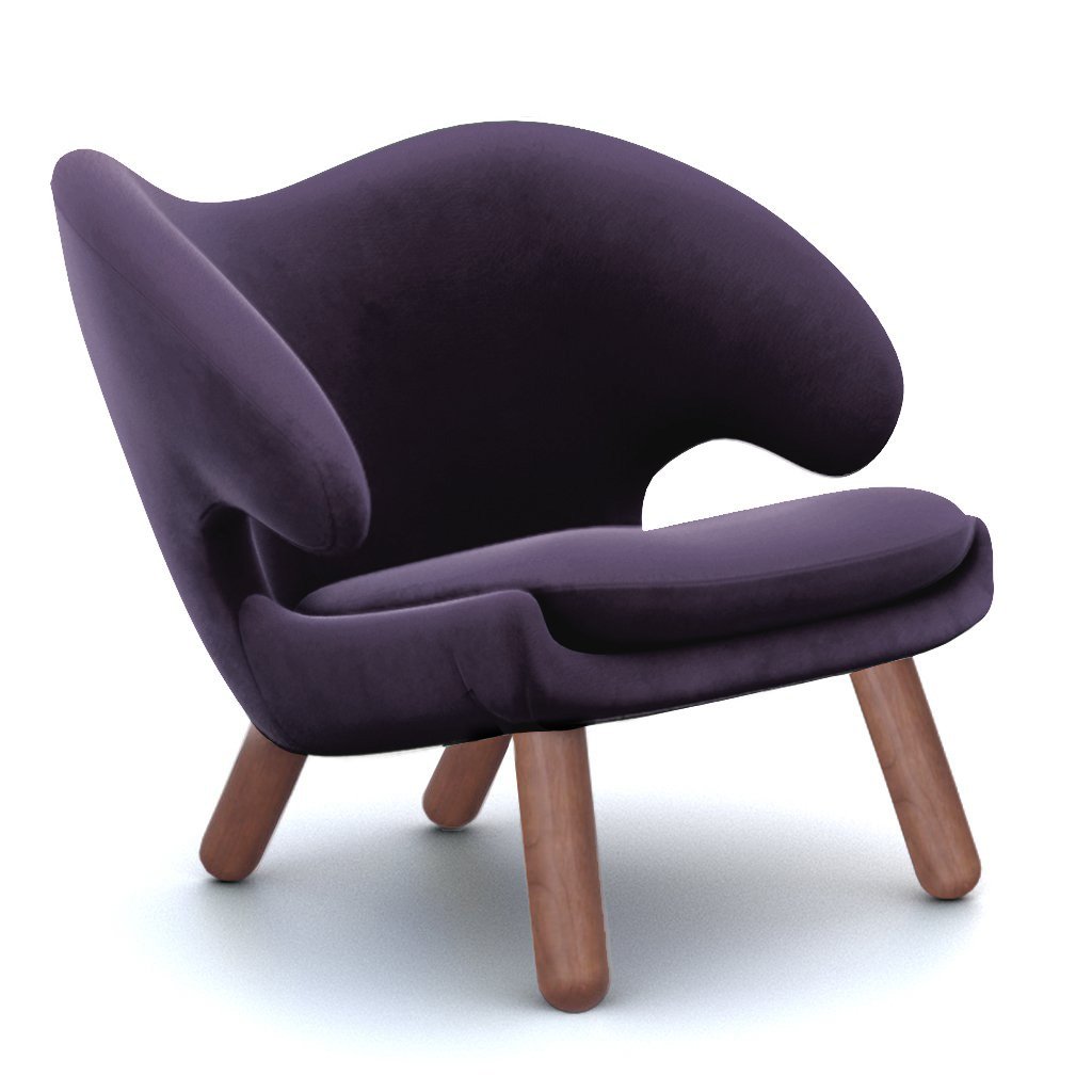 Finn Juhl Pelican Chair Velvet-Royal Violet / Walnut