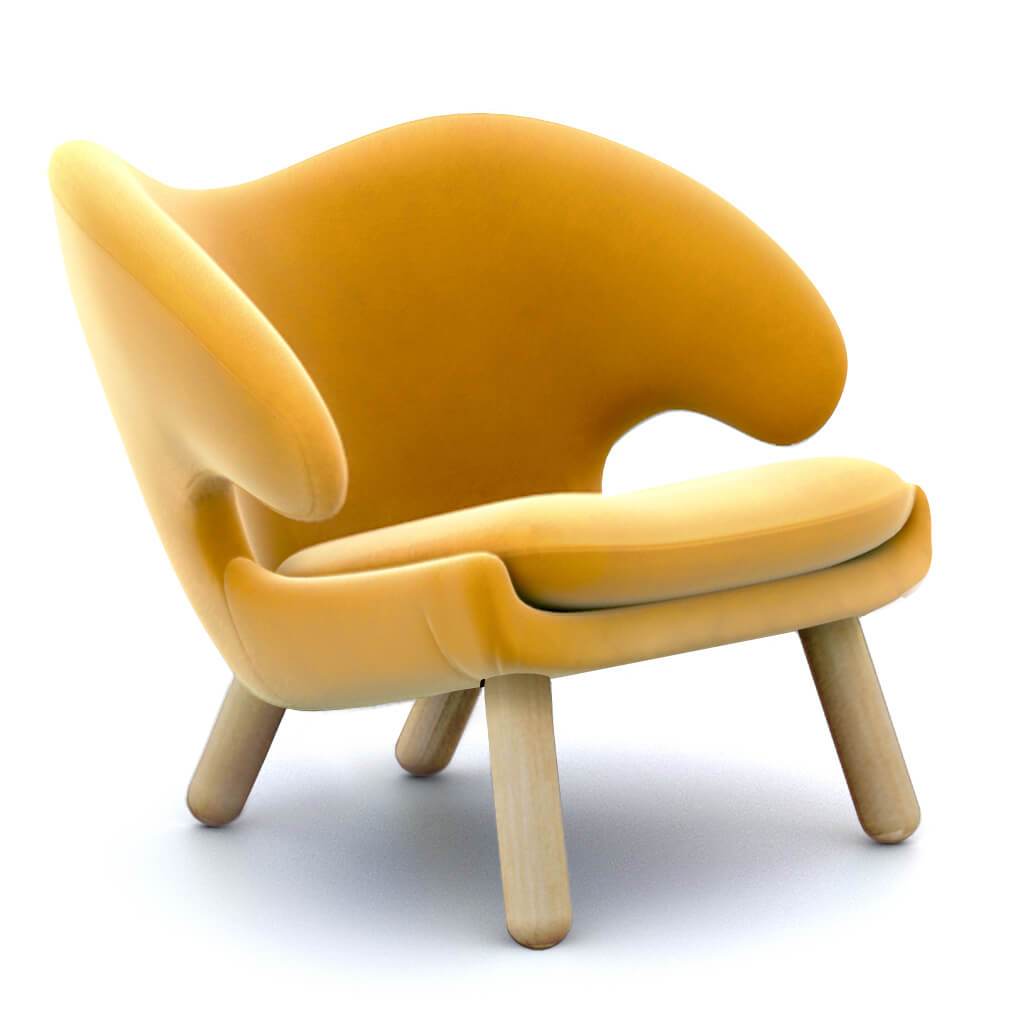 Finn Juhl Pelican Chair Velvet-Ginger Cider / Natural Ash