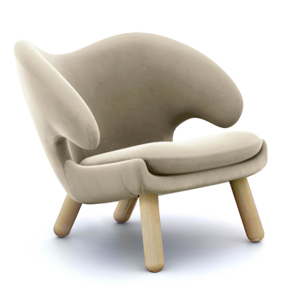 Finn Juhl Pelican Chair Velvet-Ash Brown / Natural Ash