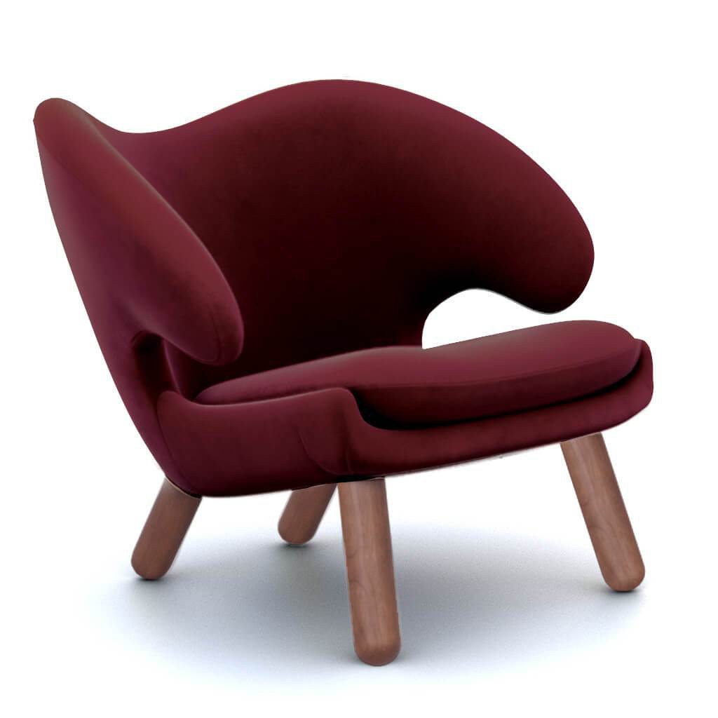 Finn Juhl Pelican Chair Velvet-Jeweled Plum / Walnut