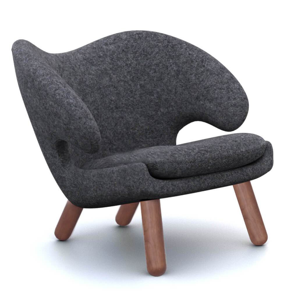 Finn Juhl Pelican Chair Cashmere-Granite Dark Grey / Walnut