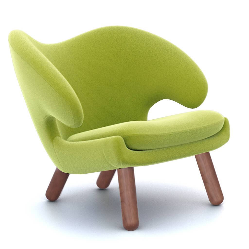 Finn Juhl Pelican Chair Cashmere-Chartreuse Green / Walnut