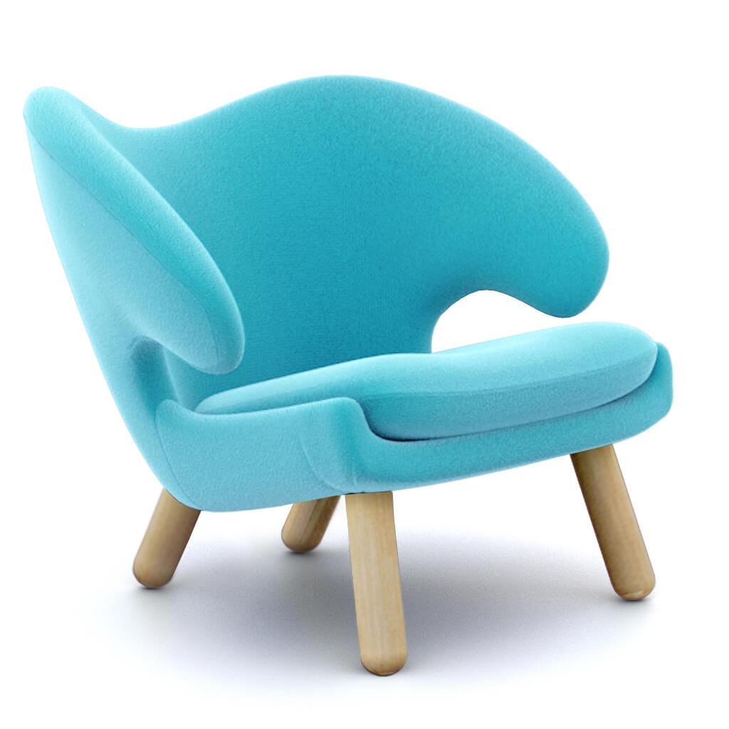 Finn Juhl Pelican Chair Cashmere-Tiffany Blue / Natural Ash