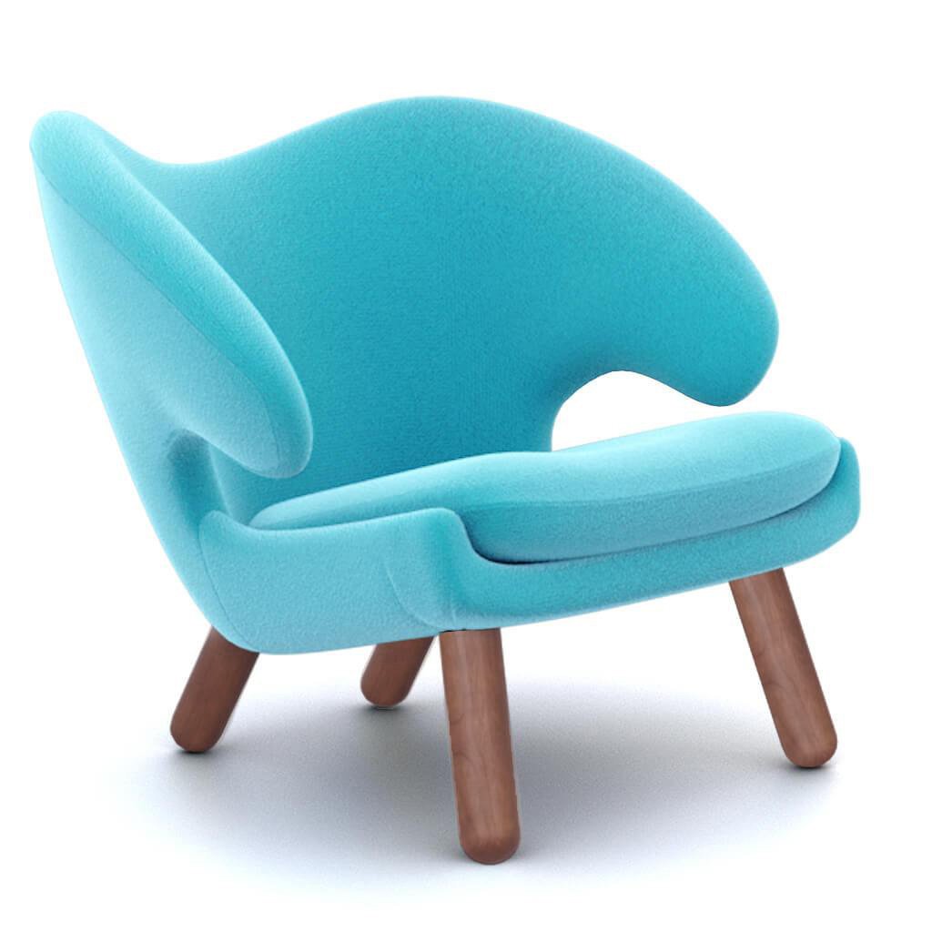 Finn Juhl Pelican Chair Cashmere-Tiffany Blue / Walnut