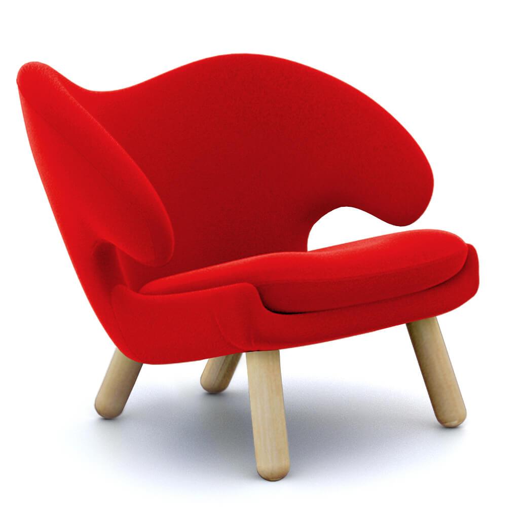 Finn Juhl Pelican Chair Cashmere-Imperial Red / Natural Ash