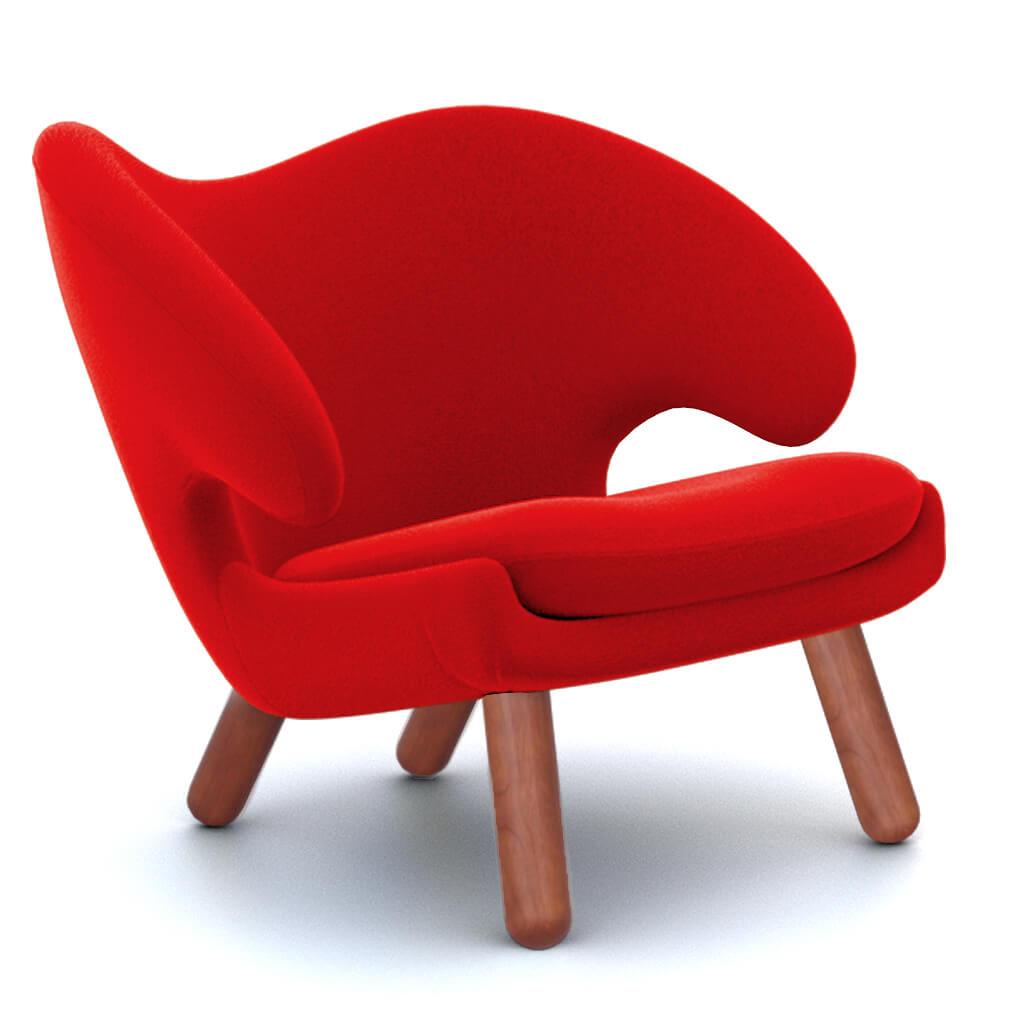 Finn Juhl Pelican Chair Cashmere-Imperial Red / Walnut