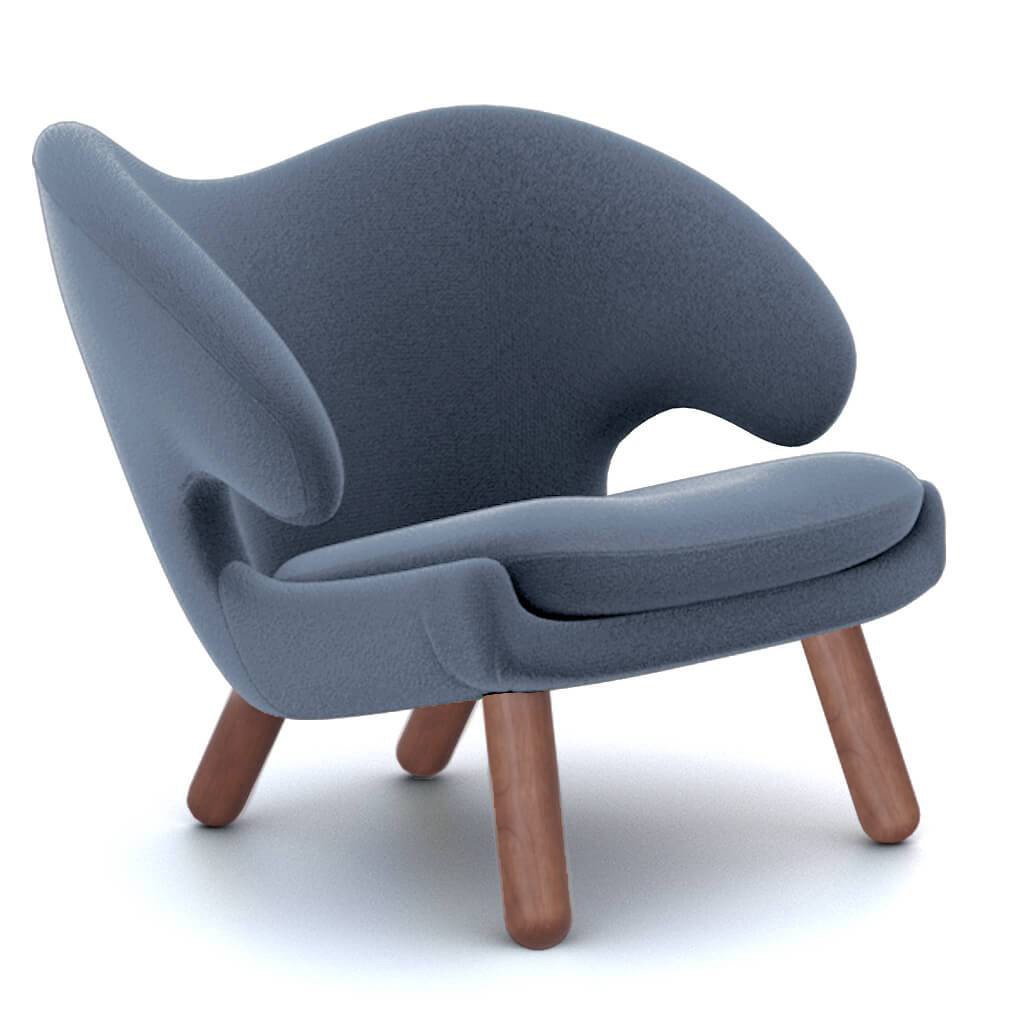 Finn Juhl Pelican Chair Cashmere-Blue Grey / Walnut