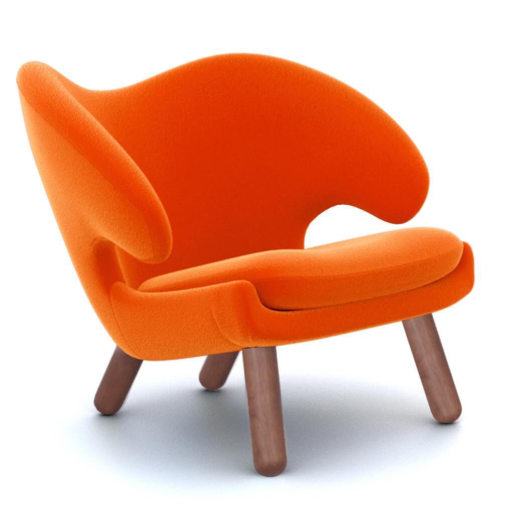 Finn Juhl Pelican Chair Cashmere-Spanish Orange / Walnut