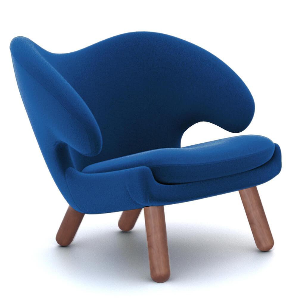 Finn Juhl Pelican Chair Cashmere-Cobalt Blue / Walnut