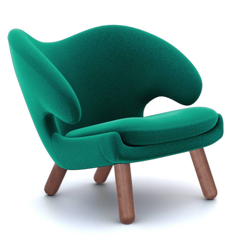 Finn Juhl Pelican Chair Cashmere-Pine Green / Walnut