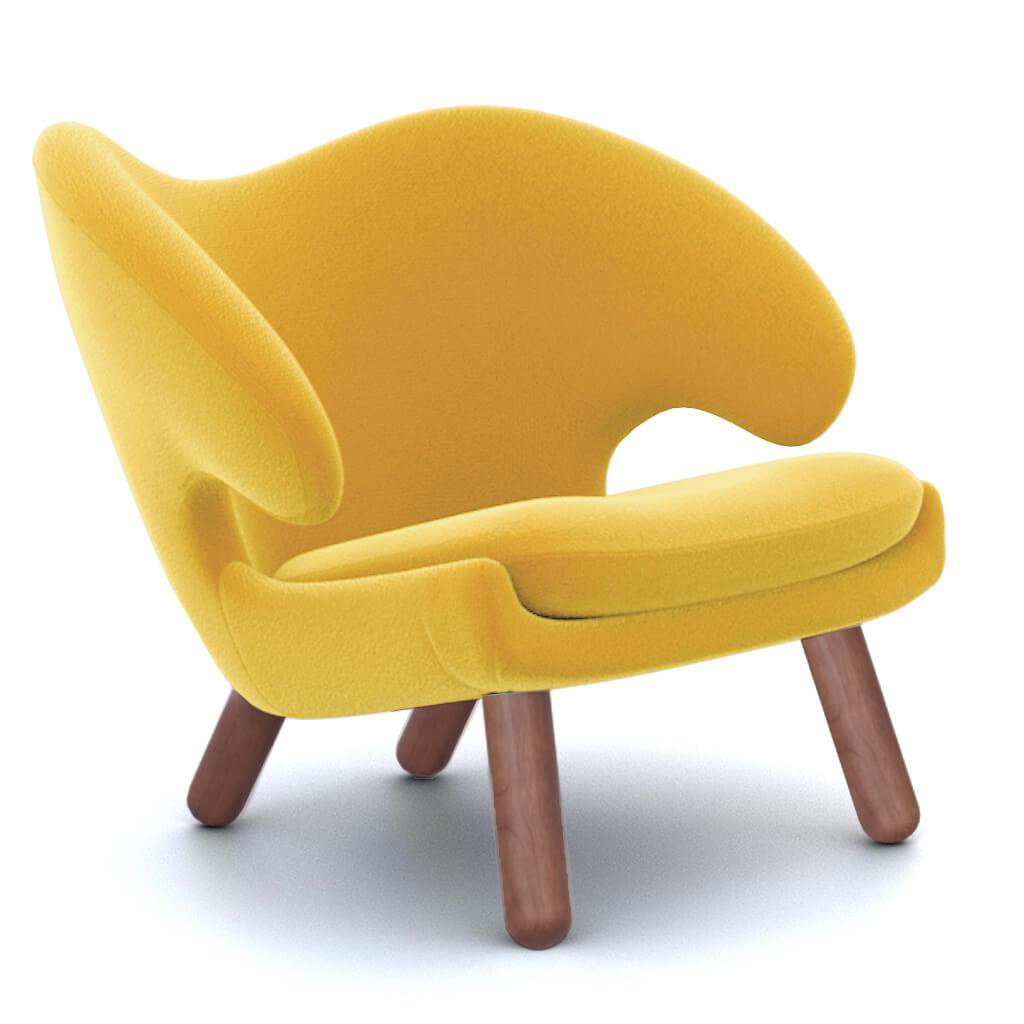 Finn Juhl Pelican Chair Cashmere-Dijon Yellow / Walnut