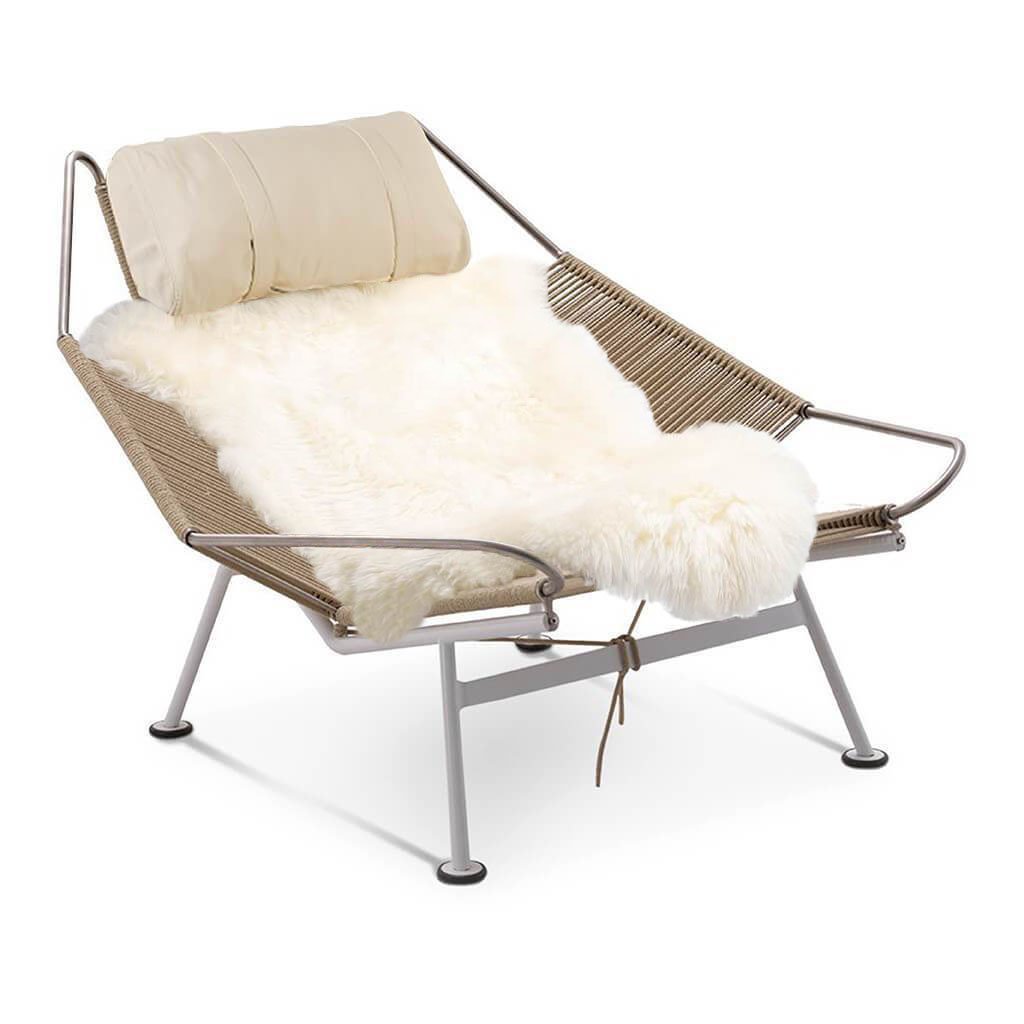 Flag Halyard Chair - Natural Cord Color Aniline Leather-Cream