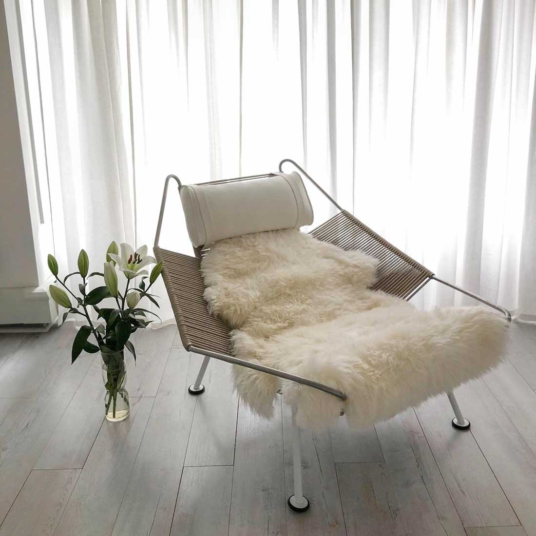 Flag Halyard Chair - Natural Cord Color Aniline Leather-White