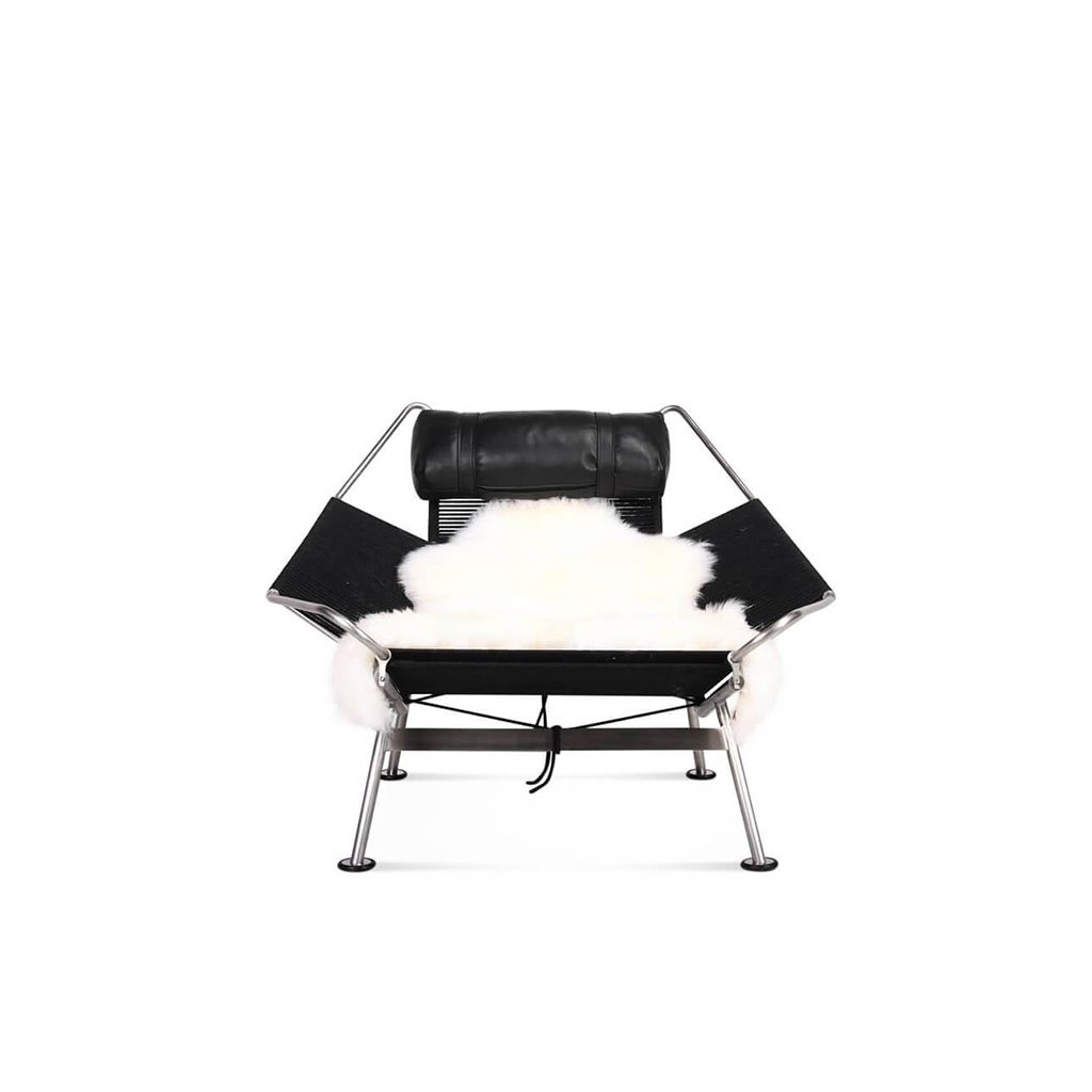 Flag Halyard Chair - Black Cord Color Vintage Leather-Brown