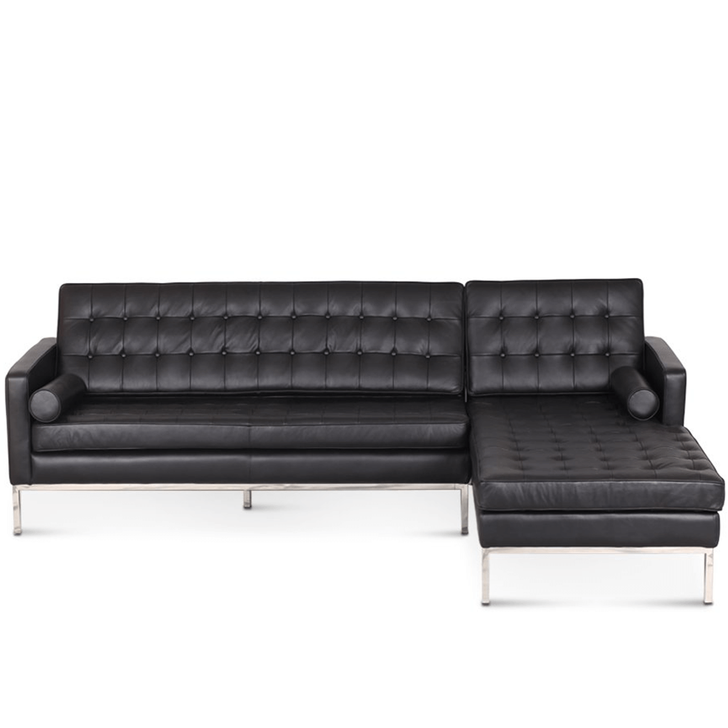 Florence Sectional Sofa Aniline Leather-Black