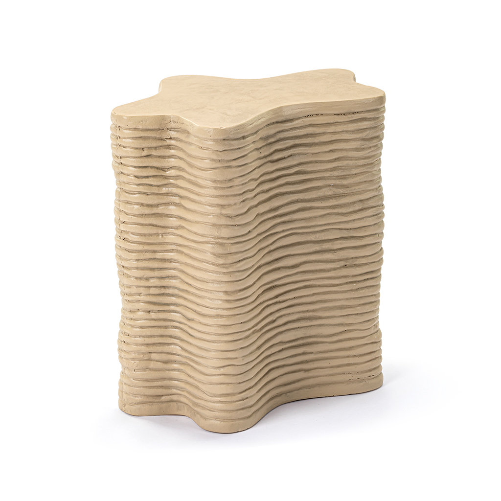 Dani Textured Concrete Wavy Side Table / Sand