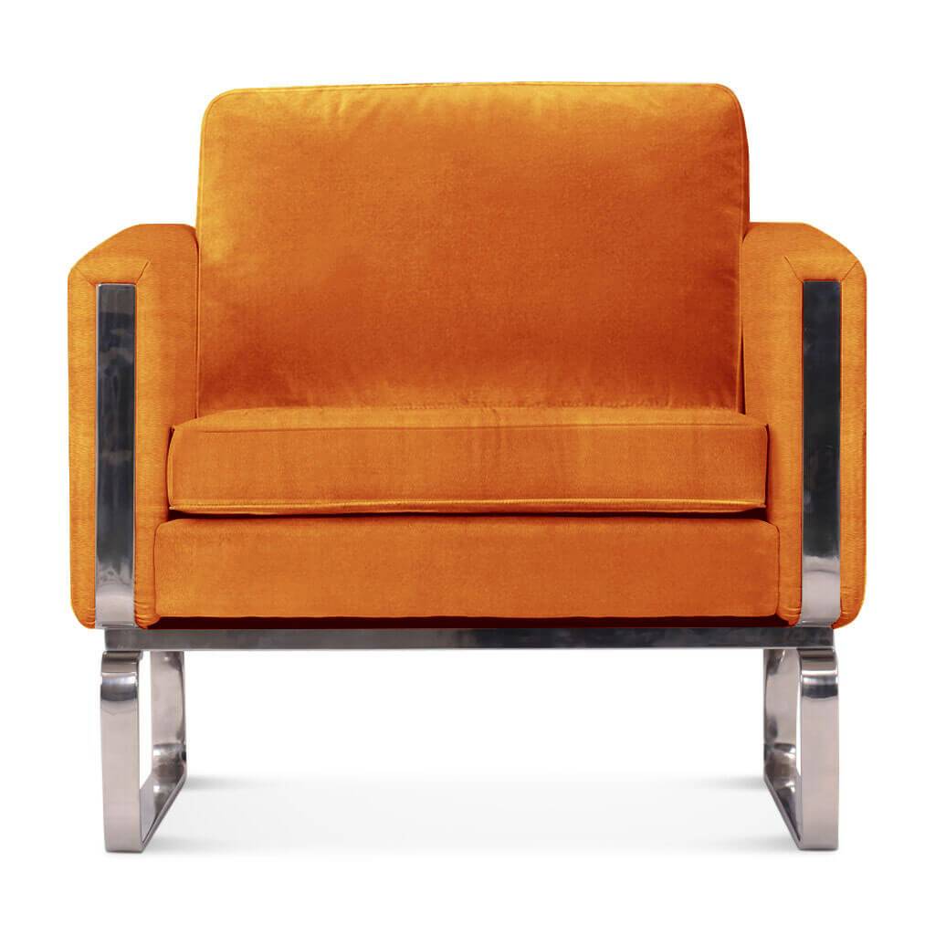 Hans Wegner CH101 Chair Velvet-Tangerine Orange