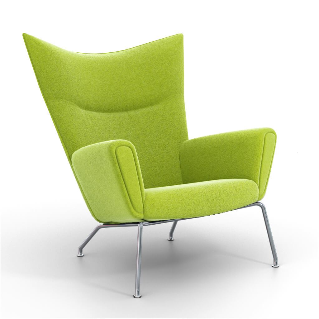 Hans Wegner Wing Chair Cashmere-Chartreuse Green
