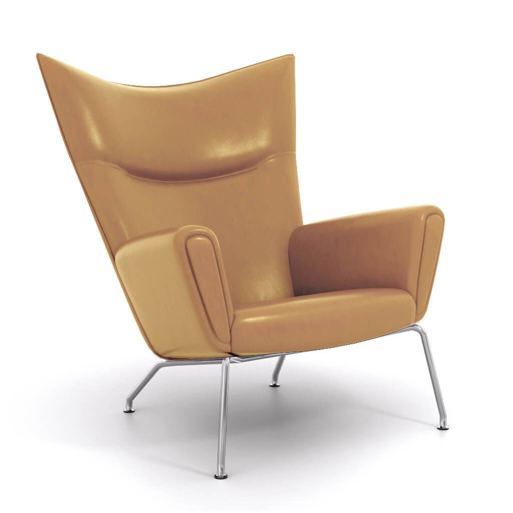 Hans Wegner Wing Chair Aniline Leather-Beige