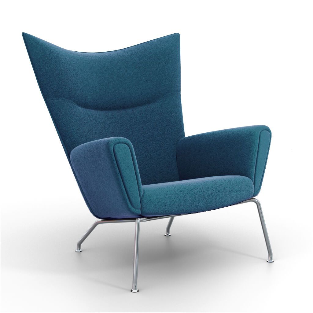 Hans Wegner Wing Chair Cashmere-Cobalt Blue