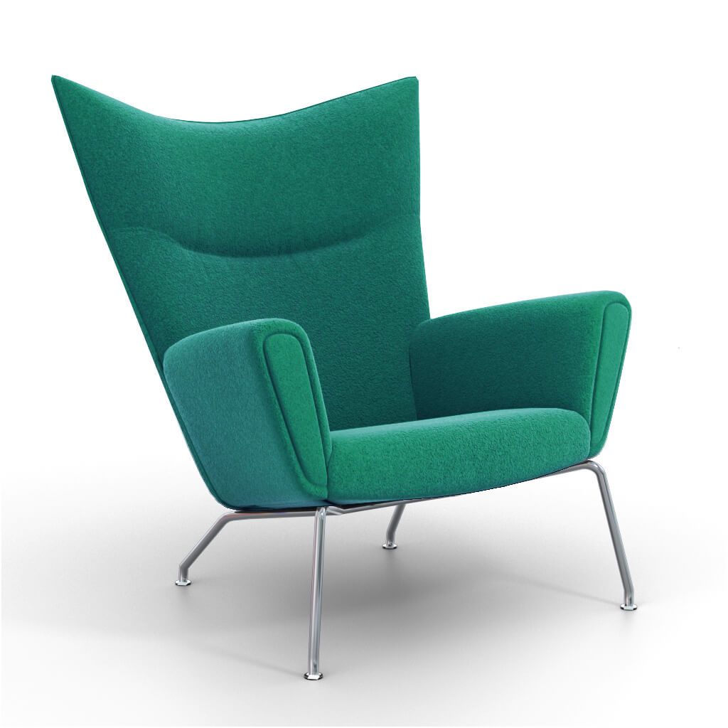 Eternity Modern Hans Wegner Wing Chair Cashmere-Pine Green