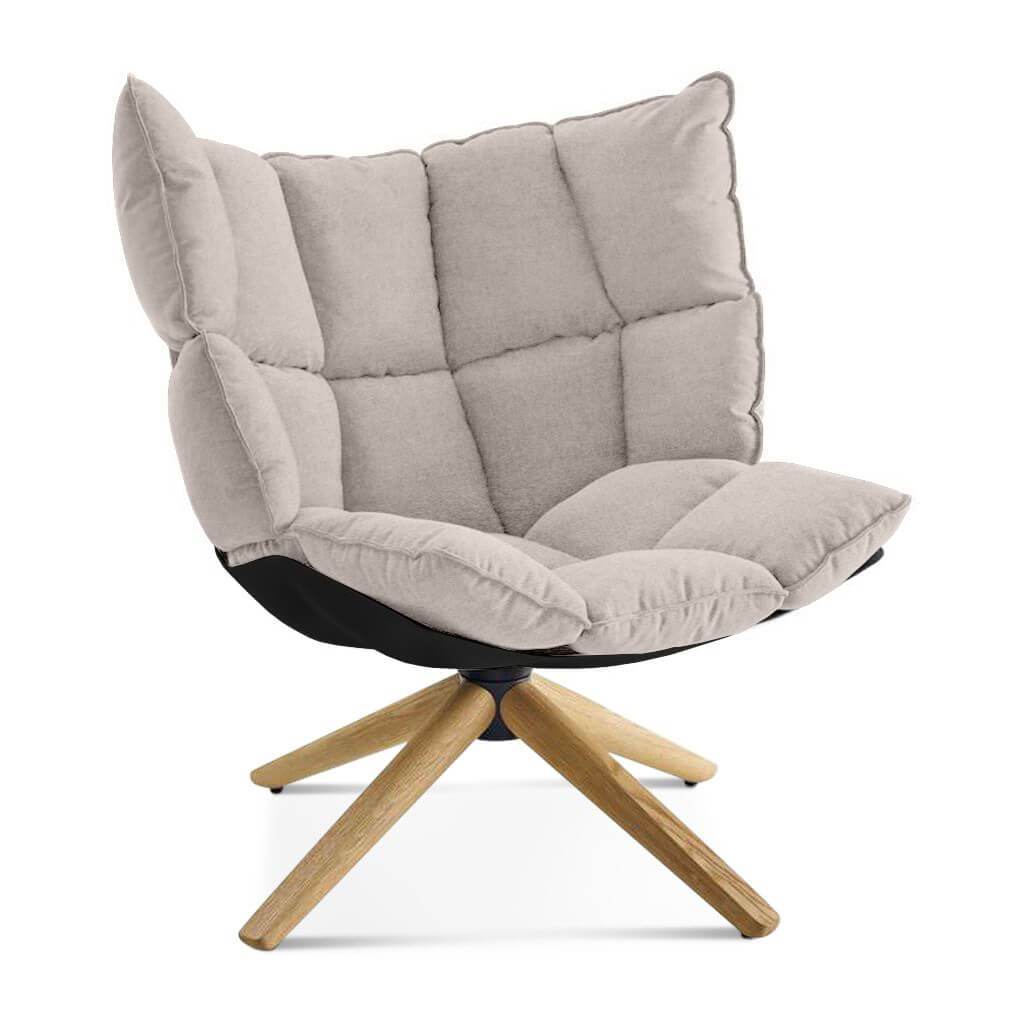 Husk Chair Low Back - Wood Base Cashmere-Wheat Grey / Glossy Black / Natural Ash