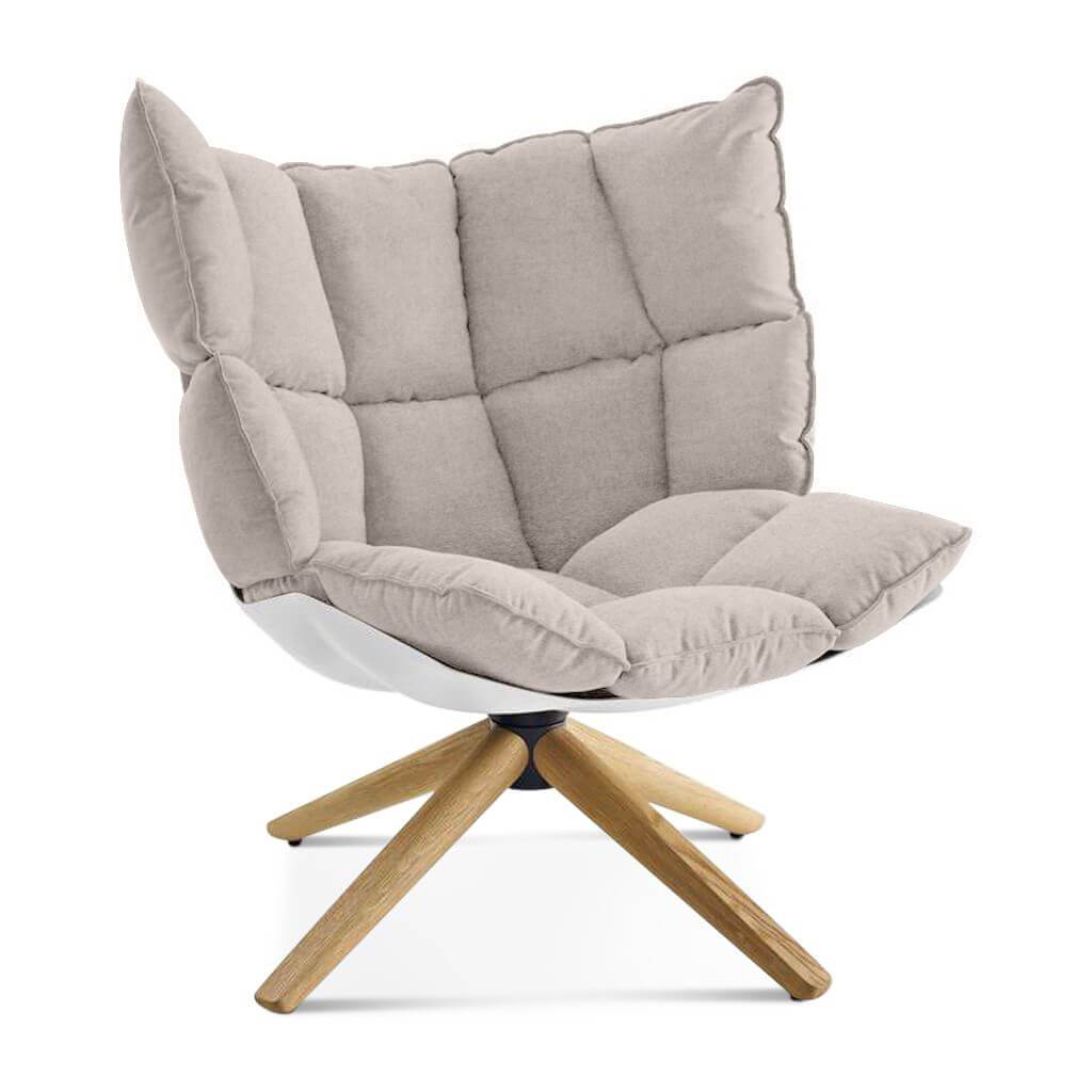 Husk Chair Low Back - Wood Base Cashmere-Wheat Grey / Glossy White / Natural Ash