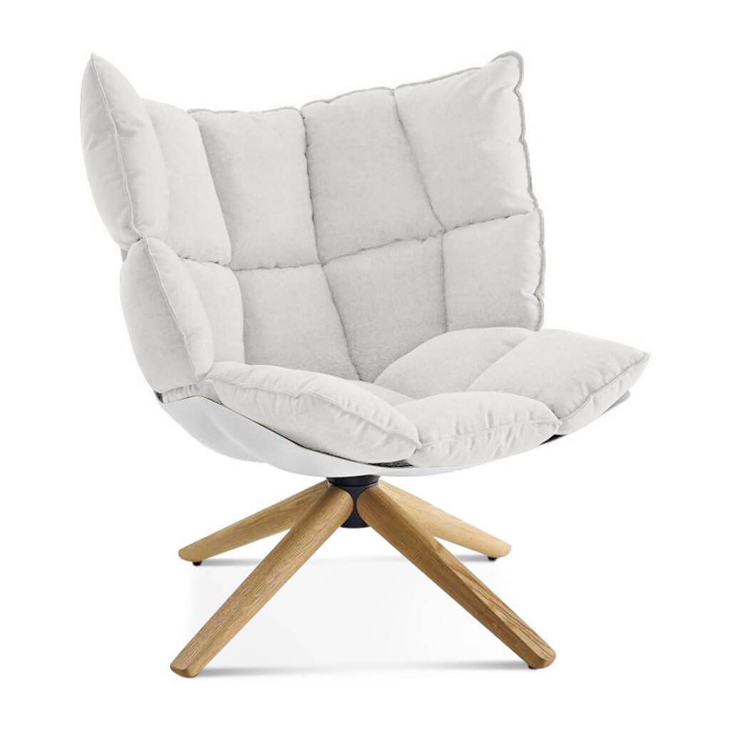 Husk Chair Low Back - Wood Base Cashmere-Snow White / Glossy White / Natural Ash
