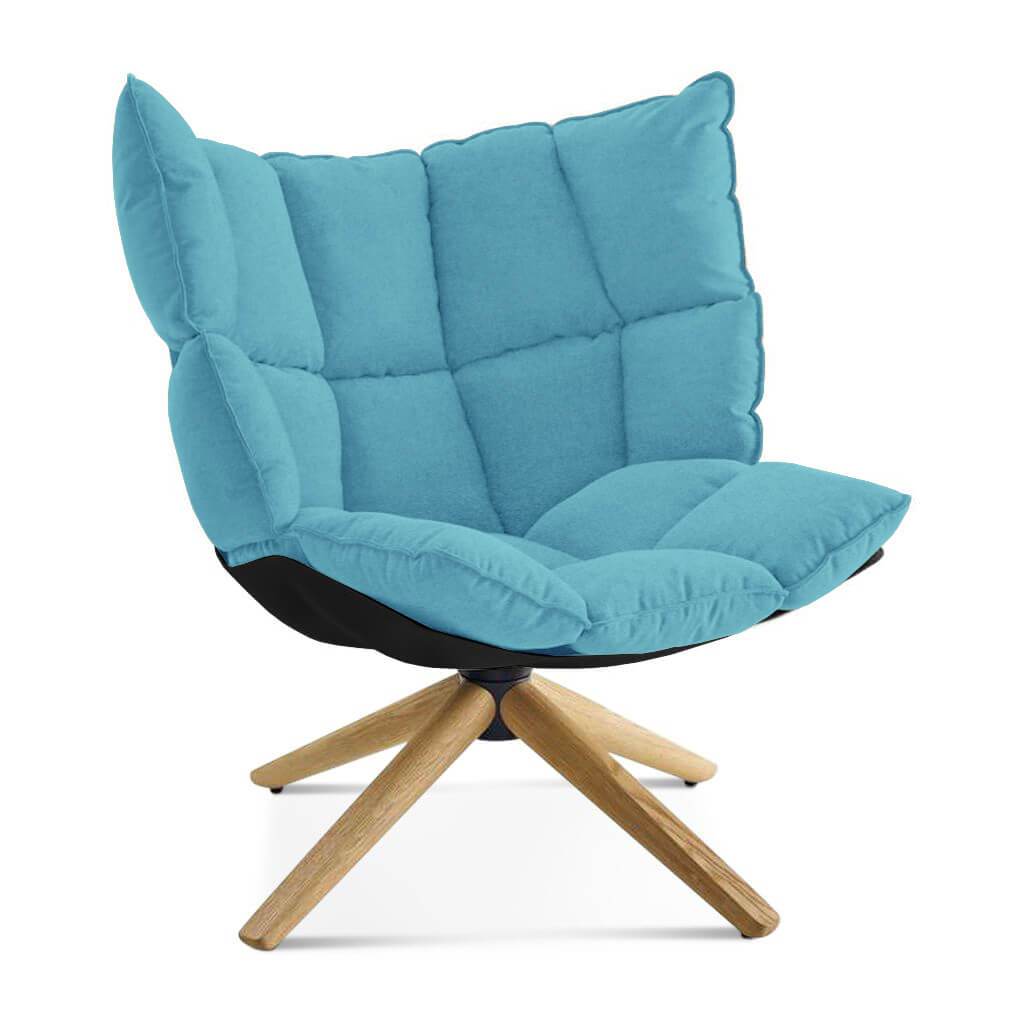 Husk Chair Low Back - Wood Base Cashmere-Tiffany Blue / Glossy Black / Natural Ash